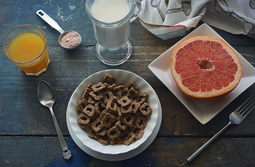 Lebensmittel, Grapefruit, Frühstück, Milch, Saft HD-Hintergrundbild