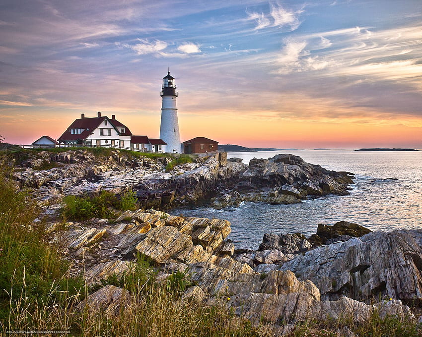 Portland Head Light, Cape Elizabeth, Maine, lighthouse in the resolution HD wallpaper