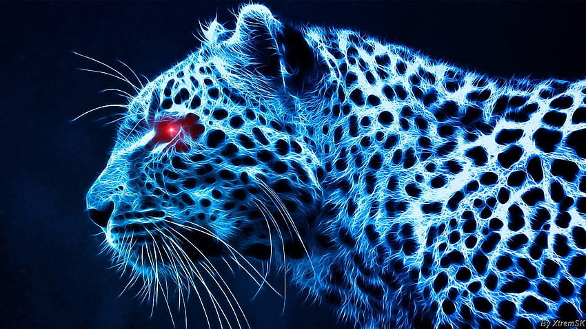 Fogo Azul Tigre, Leão Neon papel de parede HD
