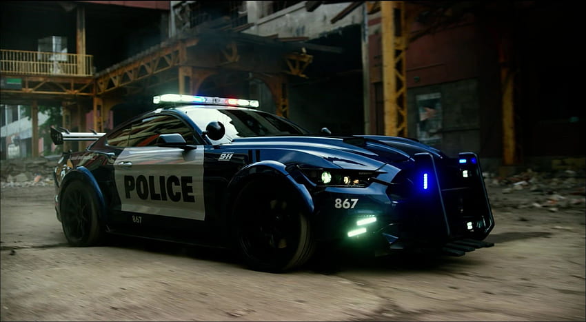 blue and white police car HD wallpaper