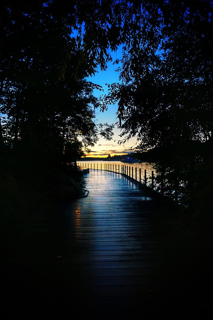 Sonnenuntergang, Dunkel, Holz, Holz, Brücke HD-Handy-Hintergrundbild