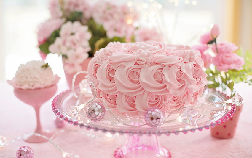 Cake, Cream, Flowers, Ball, Pink HD wallpaper | Pxfuel