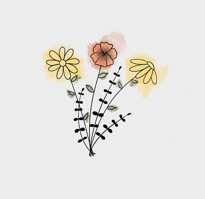 Watercolor Flower Drawing. Small flower drawings, Flower line drawings, Line art flowers, Single Flower Drawing HD wallpaper