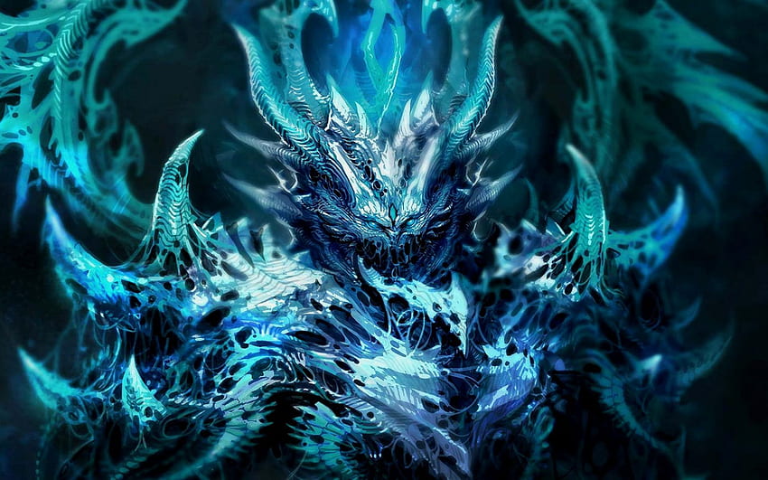 Fantasi gelap iblis setan malaikat monster makhluk 3D sihir tanduk seni biru jahat. . 27836. Setan fantasi, Setan biru, Naga keren Wallpaper HD