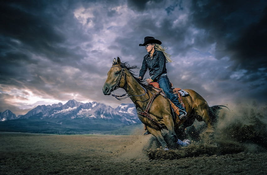 Miss Rodeo, cowgirl, horse, Erica Greenwood HD wallpaper