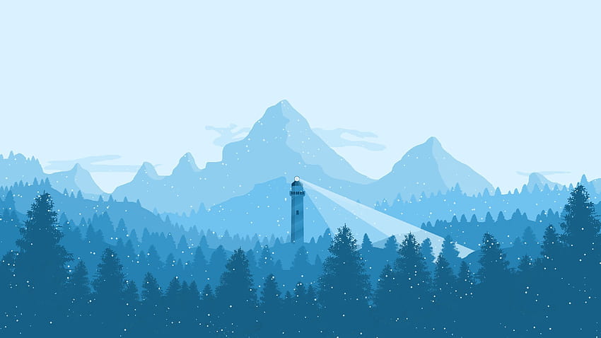 Phare Paysage Minimaliste Montagne Forêt Fond d'écran HD