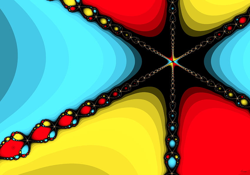 Jewlery material, sequencing, blue, string, abstract, color, fractals, red, yellow, pretty HD wallpaper