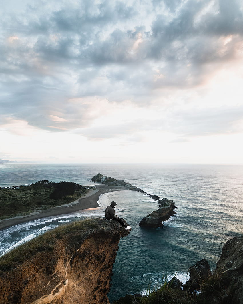 Natura, morze, skała, Nowa Zelandia, odosobnienie, prywatność, samotność Tapeta na telefon HD