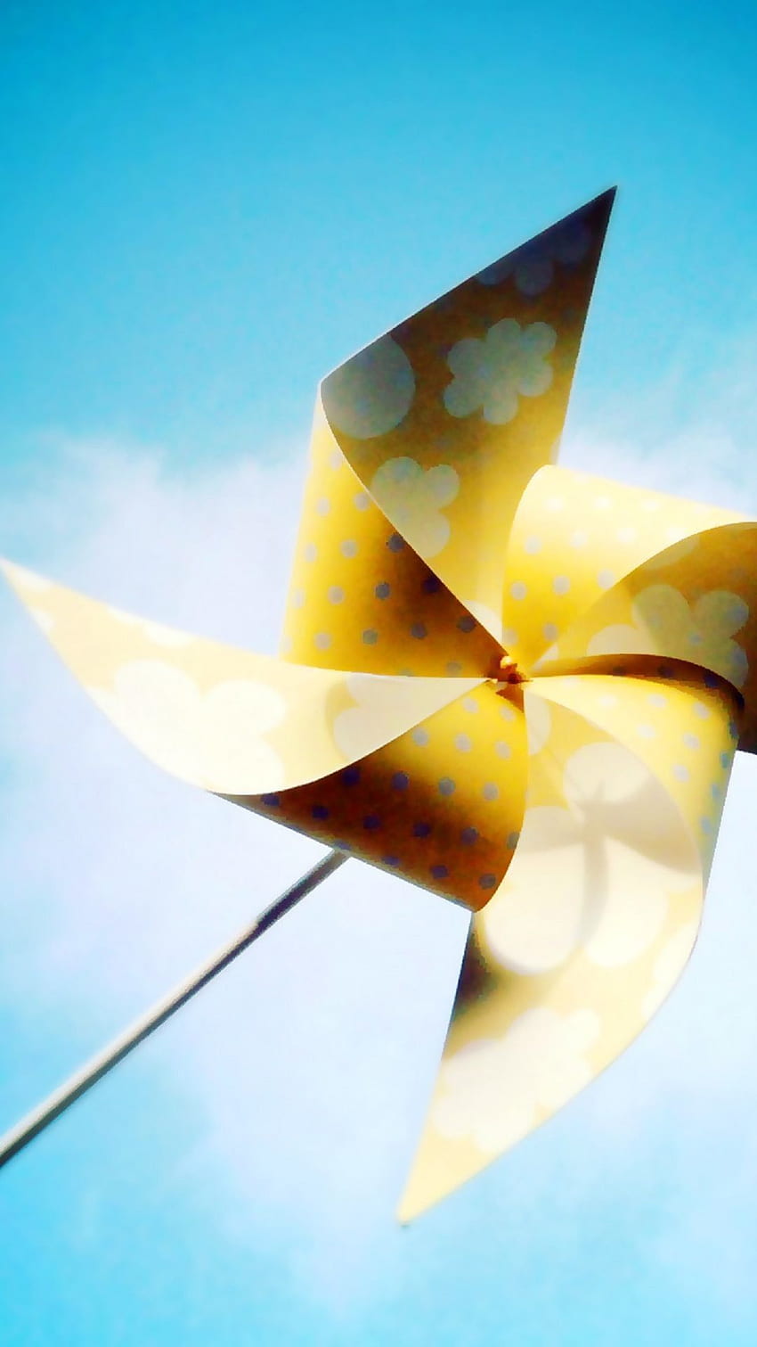 Gelbes Windrad Makro Weiße Blumen Sommer iPhone 8 HD-Handy-Hintergrundbild