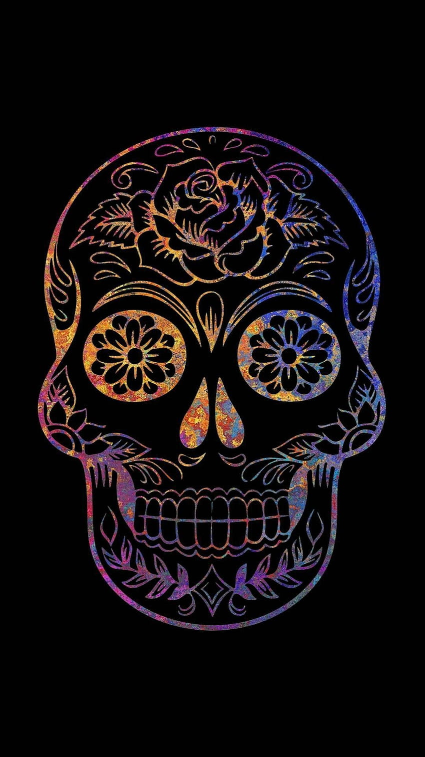Meksykańska czaszka - meksykańskie tło czaszki na nietoperzu, kwiat czaszki Tapeta na telefon HD