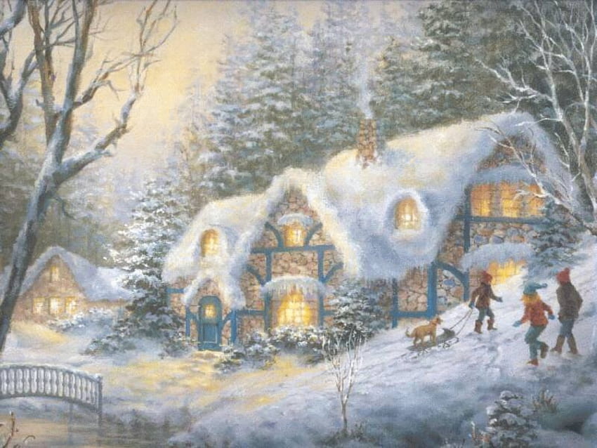 Winter, holiday, snow, christmas HD wallpaper