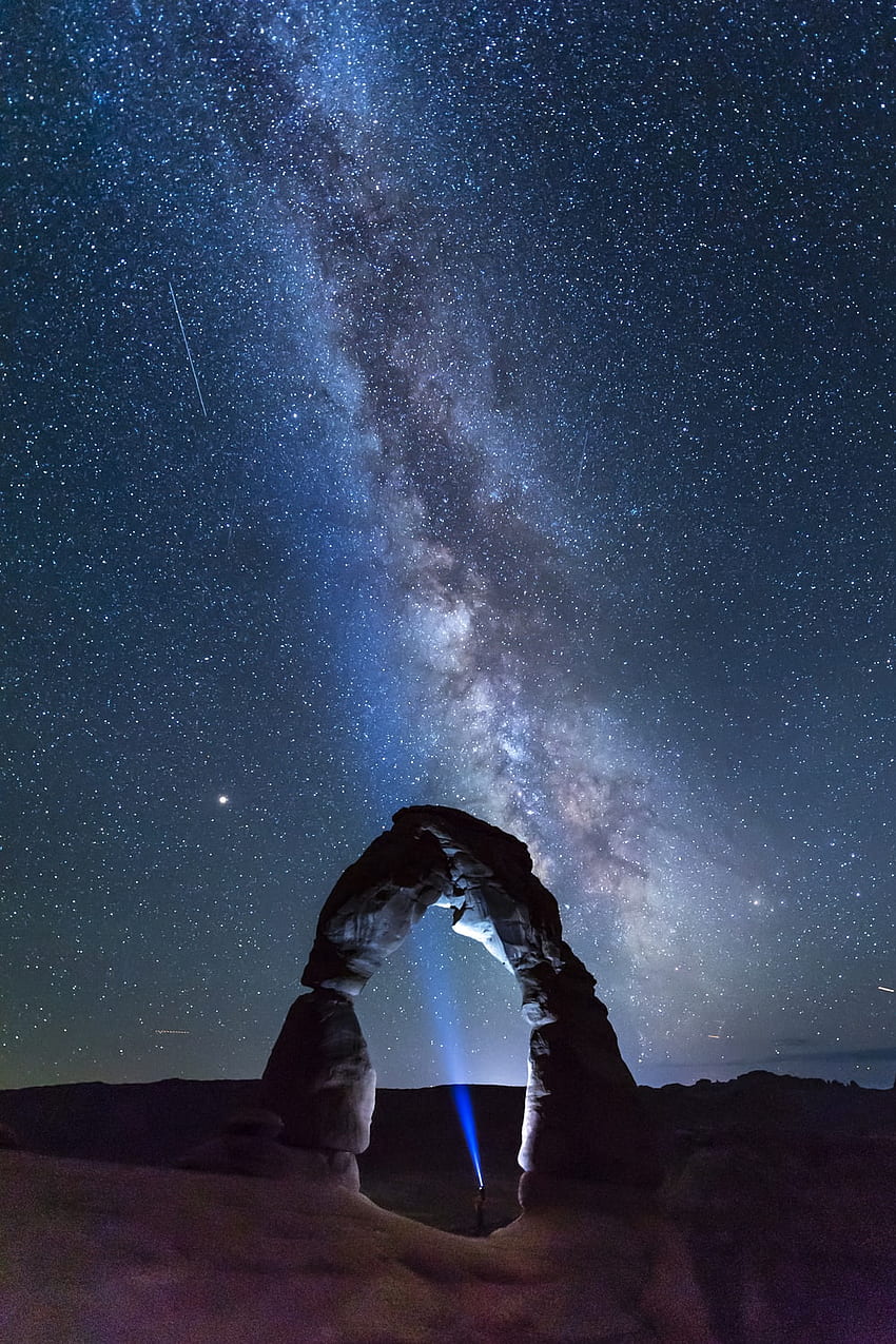 natural arch viewing milky way during night time – Usa on Unsplash, Milky Way iPhone HD phone wallpaper