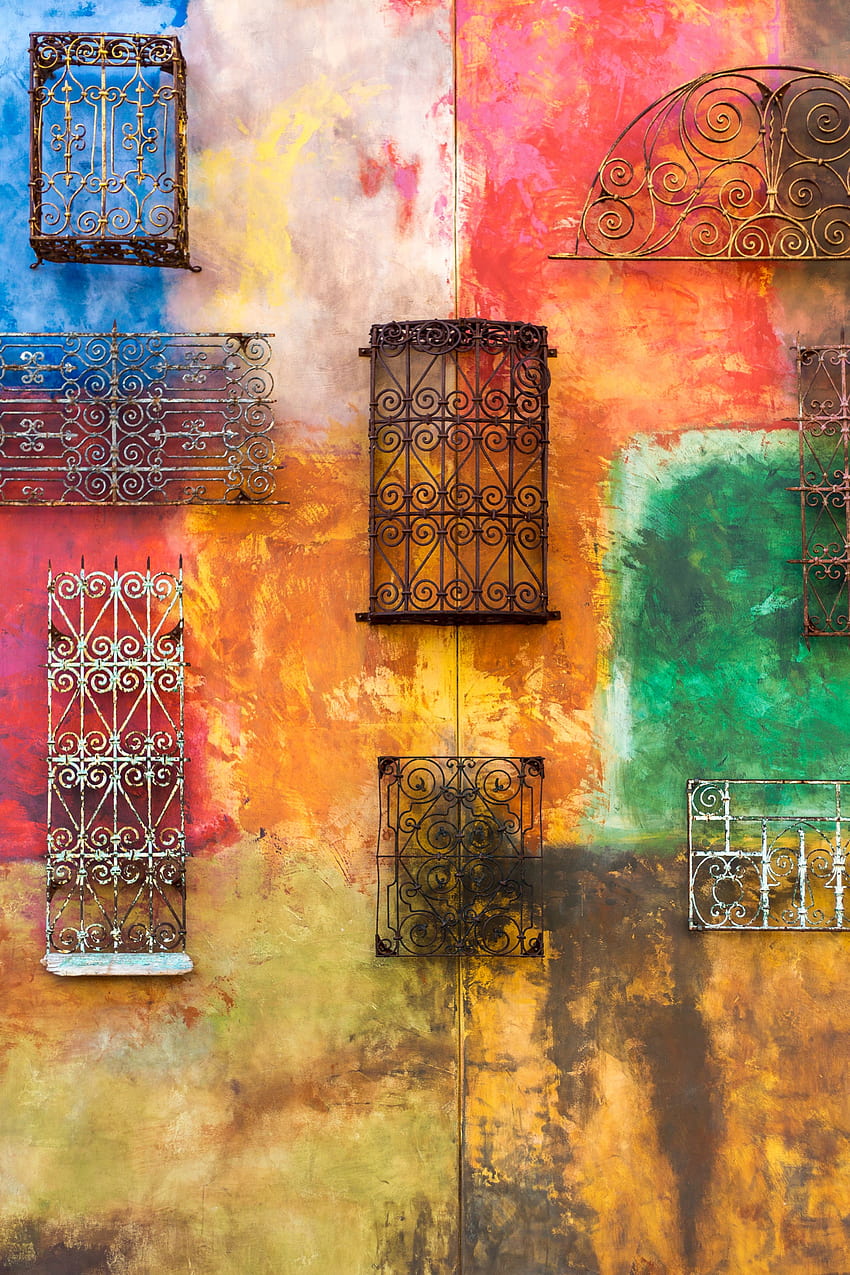 Multicolored, Motley, Wall, Stains, Spots, Gate, Goal HD phone wallpaper