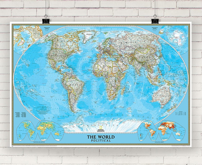 Peta Dinding Politik Klasik Dunia Geografis Nasional, Peta Dunia Geografis Nasional Wallpaper HD