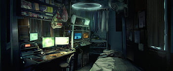 Cyberpunk Room 3D Wallpaper by shanevmm