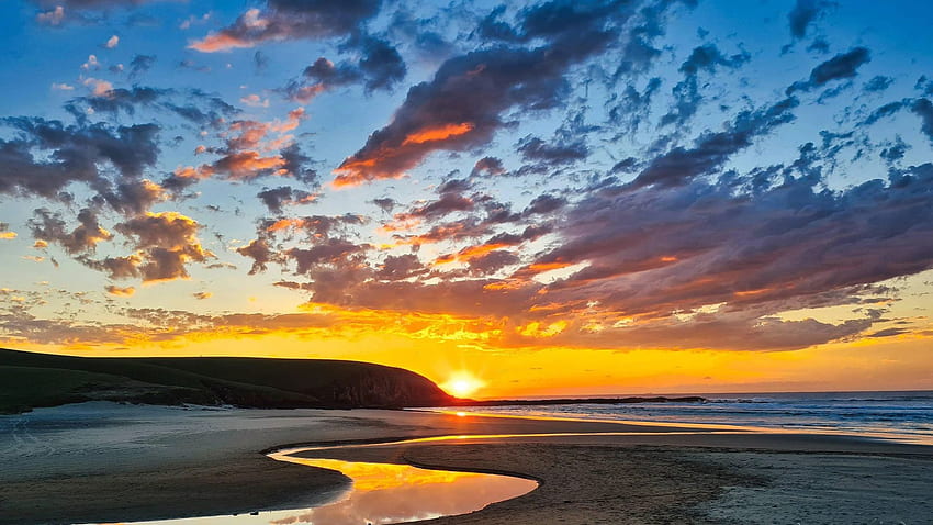 Di suatu tempat di Pantai Timur Afrika Selatan, matahari, laut, pantai, lanskap, awan, warna, langit Wallpaper HD