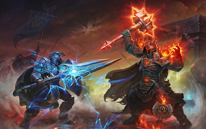 World Of Warcraft Warcraft Wow Allianz Horde Krieger Rüstung Waffen Schwert Hammer HD-Hintergrundbild