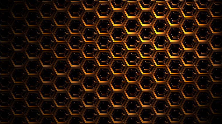 Golden Hexagons, texture, pattern HD wallpaper