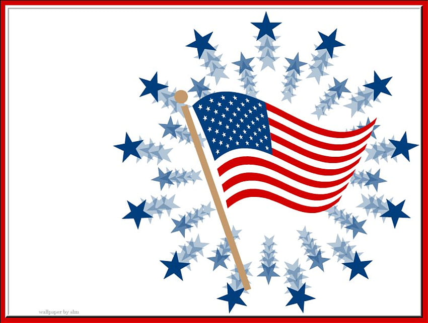 원 안에 깃발, 미국 국기, 7월 4일, 파란 별, 애국심 HD 월페이퍼
