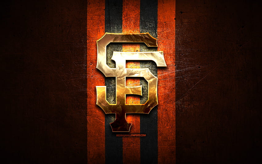 San Francisco Giants emblem, MLB, golden emblem, orange metal ...