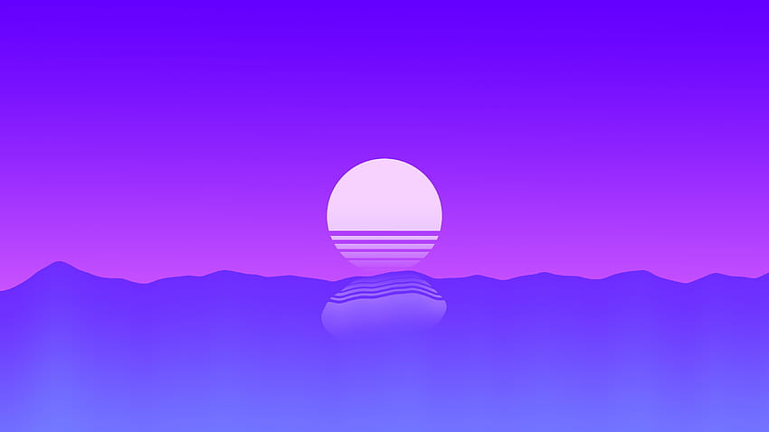 Moon, Seascape, Reflection, Purple, , Minimal HD wallpaper
