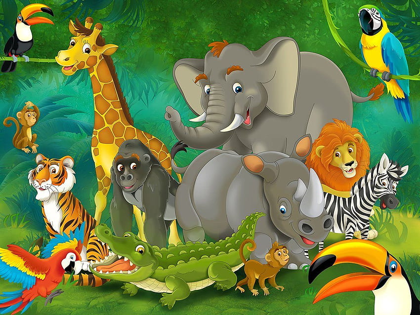 Mur d'animaux de la jungle pas cher, trouver des offres de mur d'animaux de la jungle en ligne, Garderie Fond d'écran HD