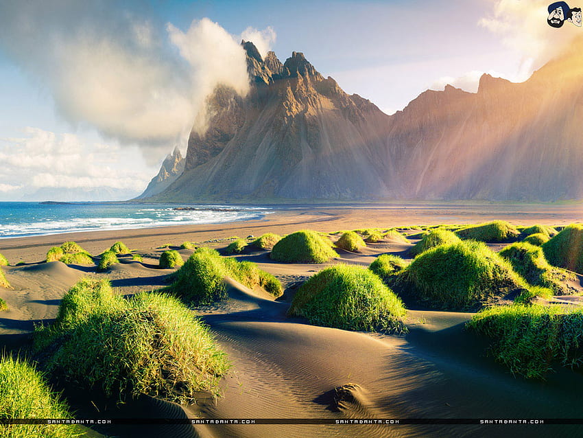 南東アイスランド、ヨーロッパの印象的な夏の景色 高画質の壁紙
