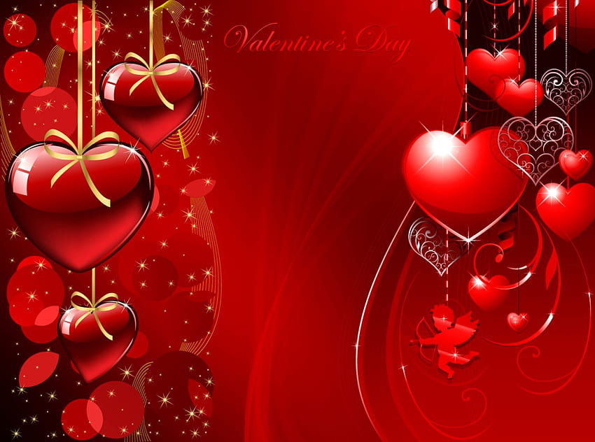 Happy Valentine day, beautiful, backgrounds, valentine, day, decoration, holiday, pretty, love, red, hearts, happy, lovely HD wallpaper