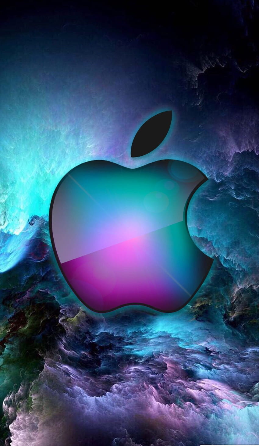 iPhone Logo Apple Keren, Apple Biru Neon wallpaper ponsel HD