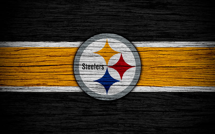 Pittsburgh Steelers, NFL, 나무 질감, 미식 축구, 로고, 엠블럼, Pittsburgh, Pennsylvania, USA, National Football League, American Conference for with resolution. 고품질 HD 월페이퍼