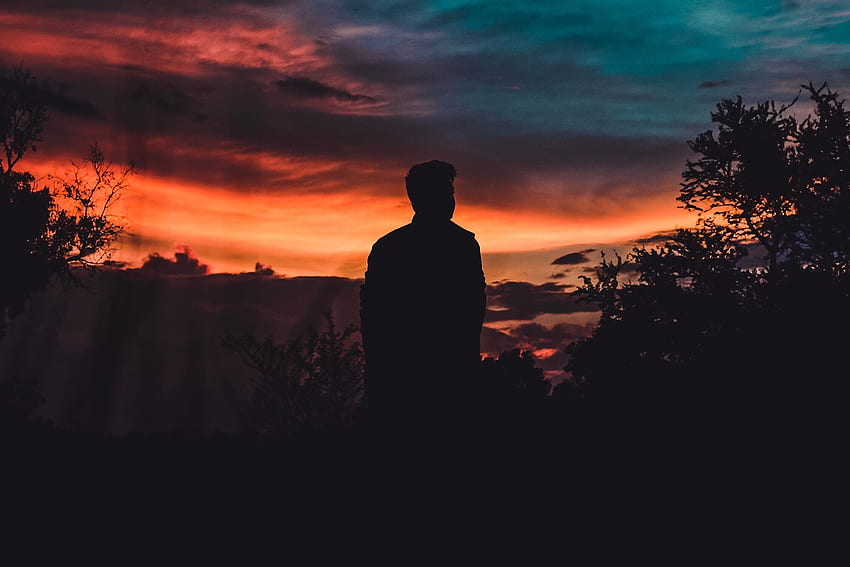 Sunset, Sky, Dark, Silhouette, Human, Person HD wallpaper