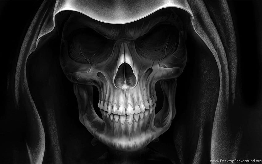 Creative & Graphics Black And White Demon Alien Devil Skull HD wallpaper