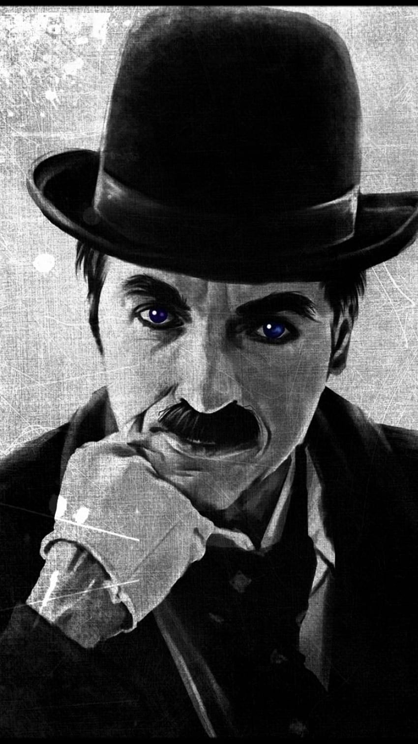 Скулптура на комика на Чарли Чаплин. Чарли Чаплин, Чаплин, Черно-бяла естетика HD тапет за телефон