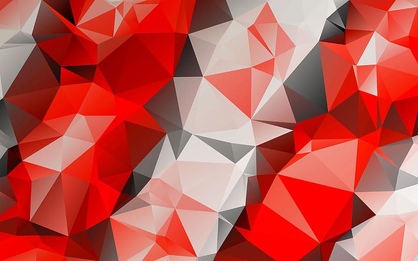 fundo vermelho de baixo poli, cristais abstratos, fundos vermelhos, criativo, arte geométrica, padrões de baixo poli, fundo de baixo poli, formas geométricas, arte de baixo poli, textos 3D, texturas abstratas papel de parede HD