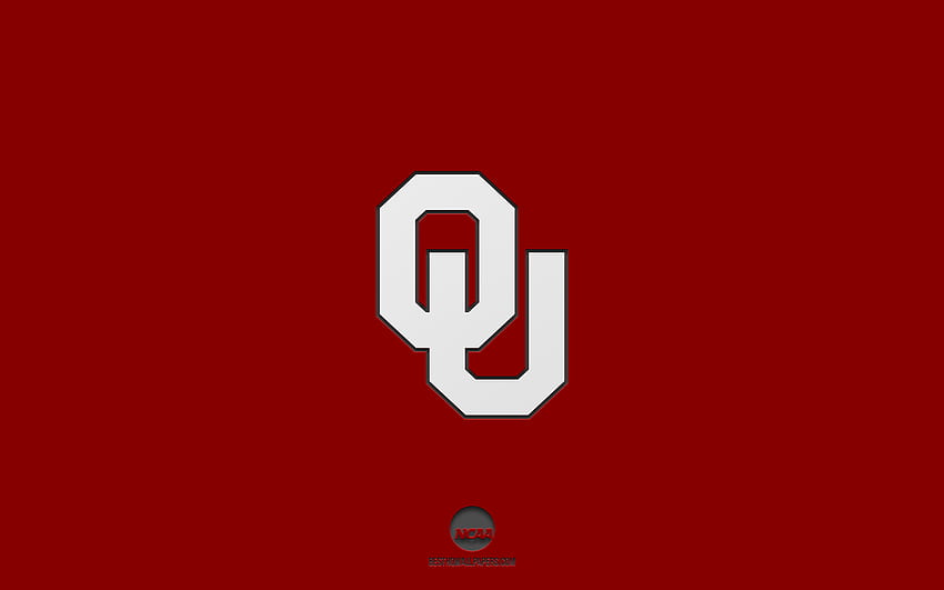 Oklahoma Sooners, latar belakang merah anggur, tim sepak bola Amerika, lambang Oklahoma Sooners, NCAA, Oklahoma, AS, sepak bola Amerika, logo Oklahoma Sooners Wallpaper HD