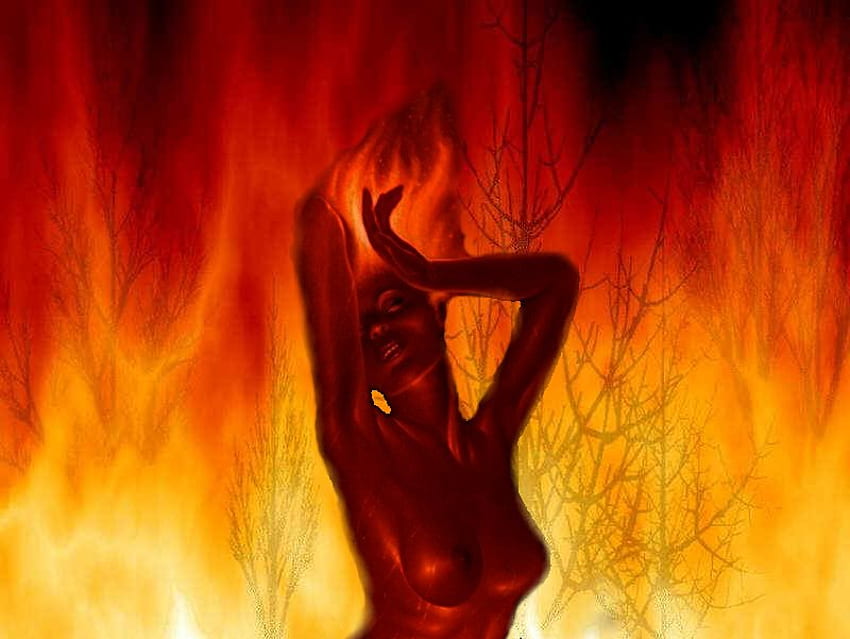 Fire Woman, abstrakcja, kolaże Tapeta HD