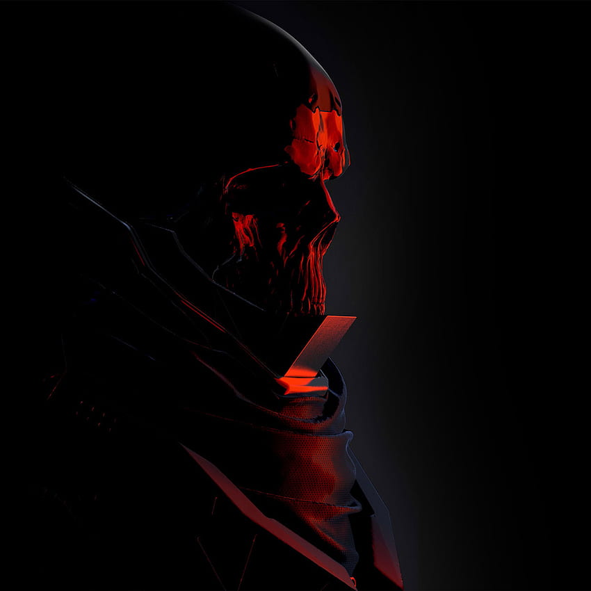 Mario Stabile Dziwna czerwona ciemna ilustracja czaszka, czerwona i czarna czaszka Tapeta na telefon HD