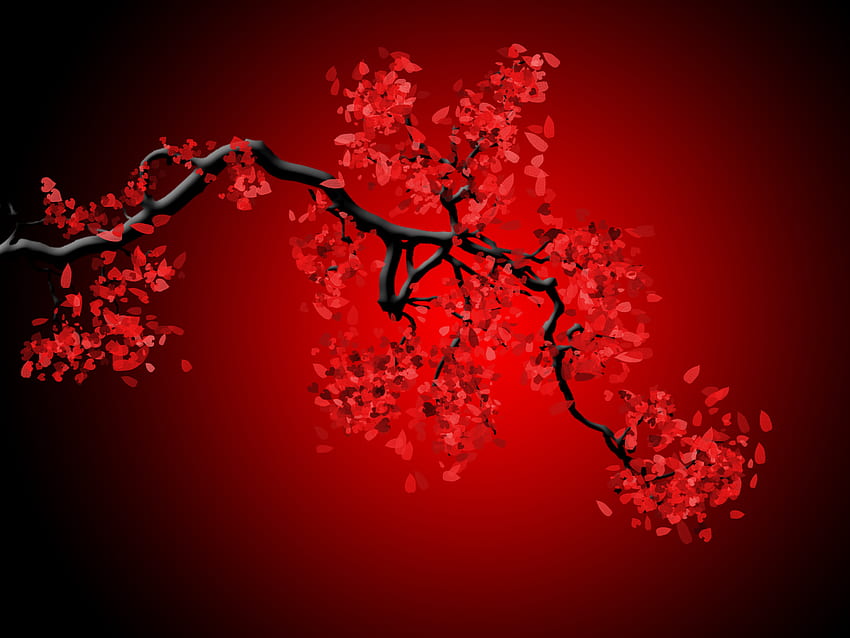 Red Japanese Cherry Blossom Full Modern Ideas HD wallpaper
