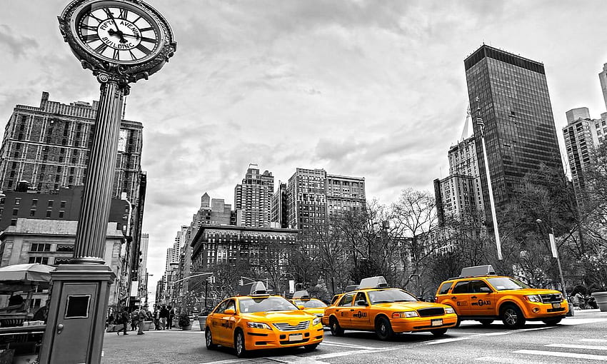 จิตรกรรมฝาผนัง New York Taxi, New York Black White วอลล์เปเปอร์ HD
