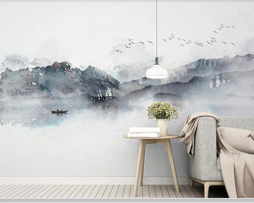 Papel de parede Chinese style artistic abstract landscape painting 3D , bedroom living room tv wall restaurant mural. . - AliExpress HD wallpaper