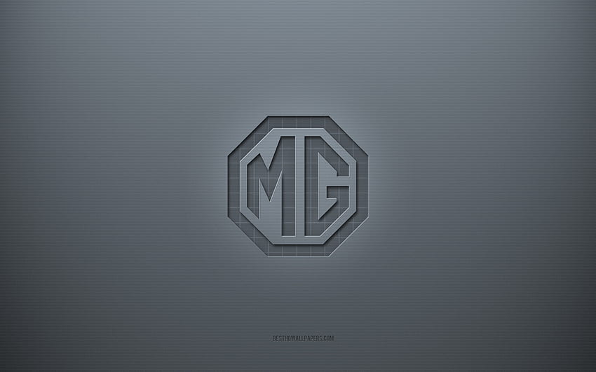 Лого на MG, сив творчески фон, емблема на MG, текстура на сива хартия, MG, сив фон, лого на MG 3d HD тапет