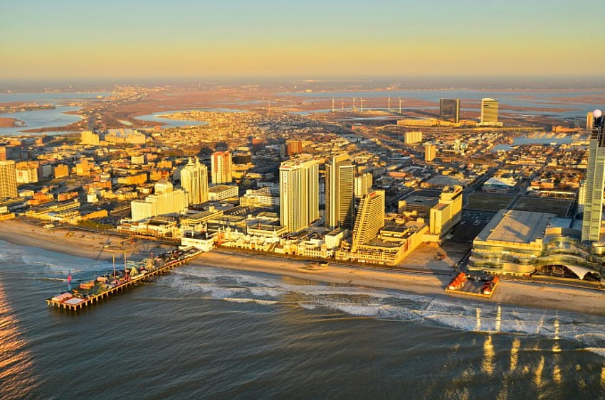 AC NJ, Pier, Casino, Promenade, Meer HD-Hintergrundbild