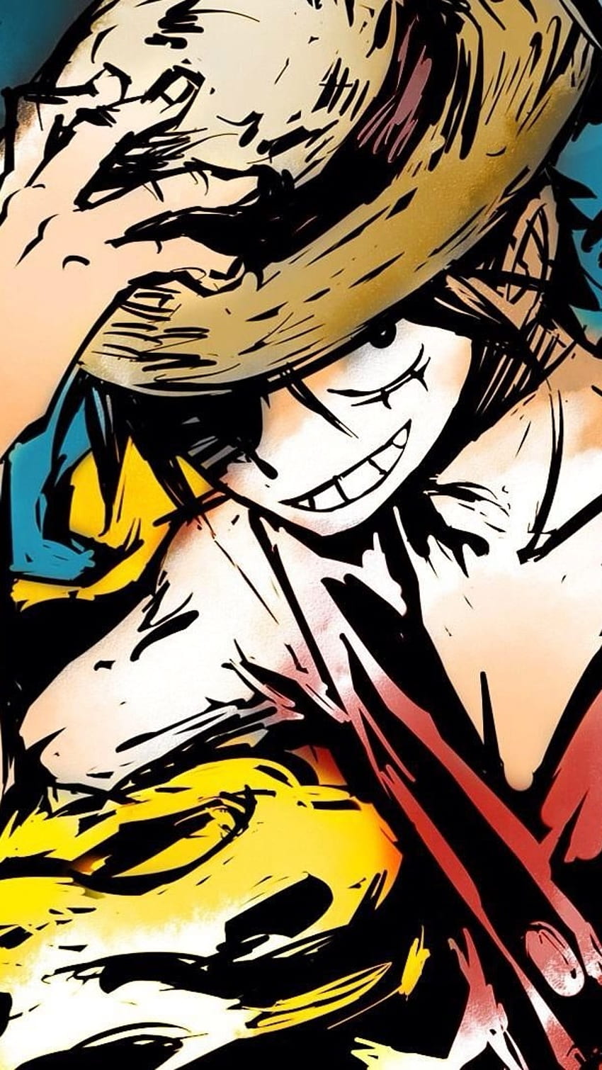 Luffy, dibujo colorido fondo de pantalla del teléfono