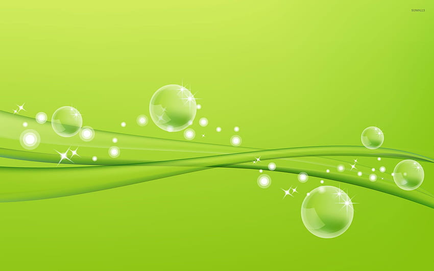 Vagues et bulles vertes - Bulle abstraite, jaune Fond d'écran HD
