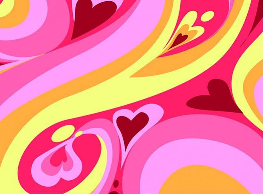 Groovy Hearts, Swirls, Love, Hearts, 70s, Groovy วอลล์เปเปอร์ HD