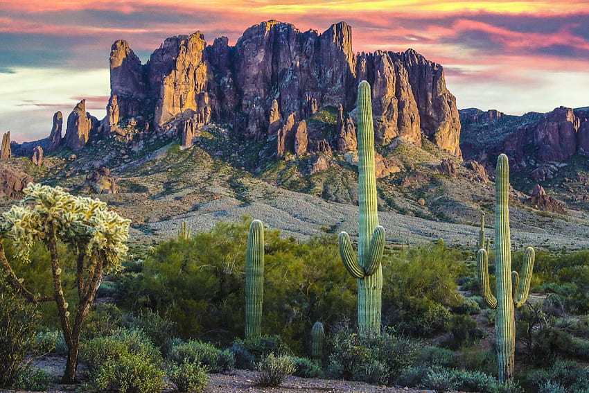 Landscape of rock mountain, superstition mountains, Arizona Mountain HD wallpaper