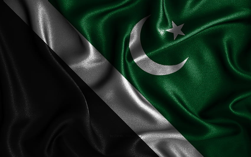 イスラマバード・キャピタル・テリトリーの旗、絹の波状の旗、パキスタンの州、イスラマバード・キャピタル・テリトリーの日、布の旗、イスラマバード・キャピタル・テリトリーの旗、3Dアート、イスラマバード・キャピタル・テリトリー、アジア、パキスタンの州、パキスタン 高画質の壁紙