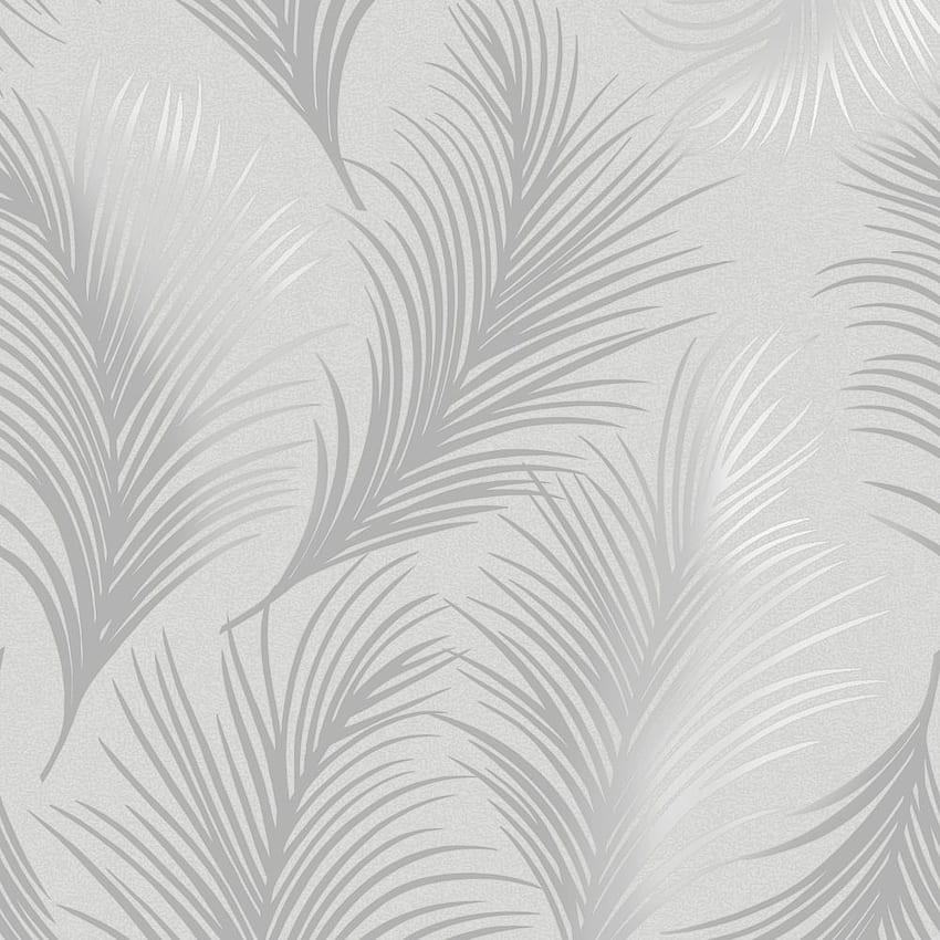 Holden Metallic Feather Pattern Motyw liścia Nowoczesna tekstura Ekskluzywny 50081 - Srebrny. Chcę, Srebro Teksturowane Tapeta na telefon HD