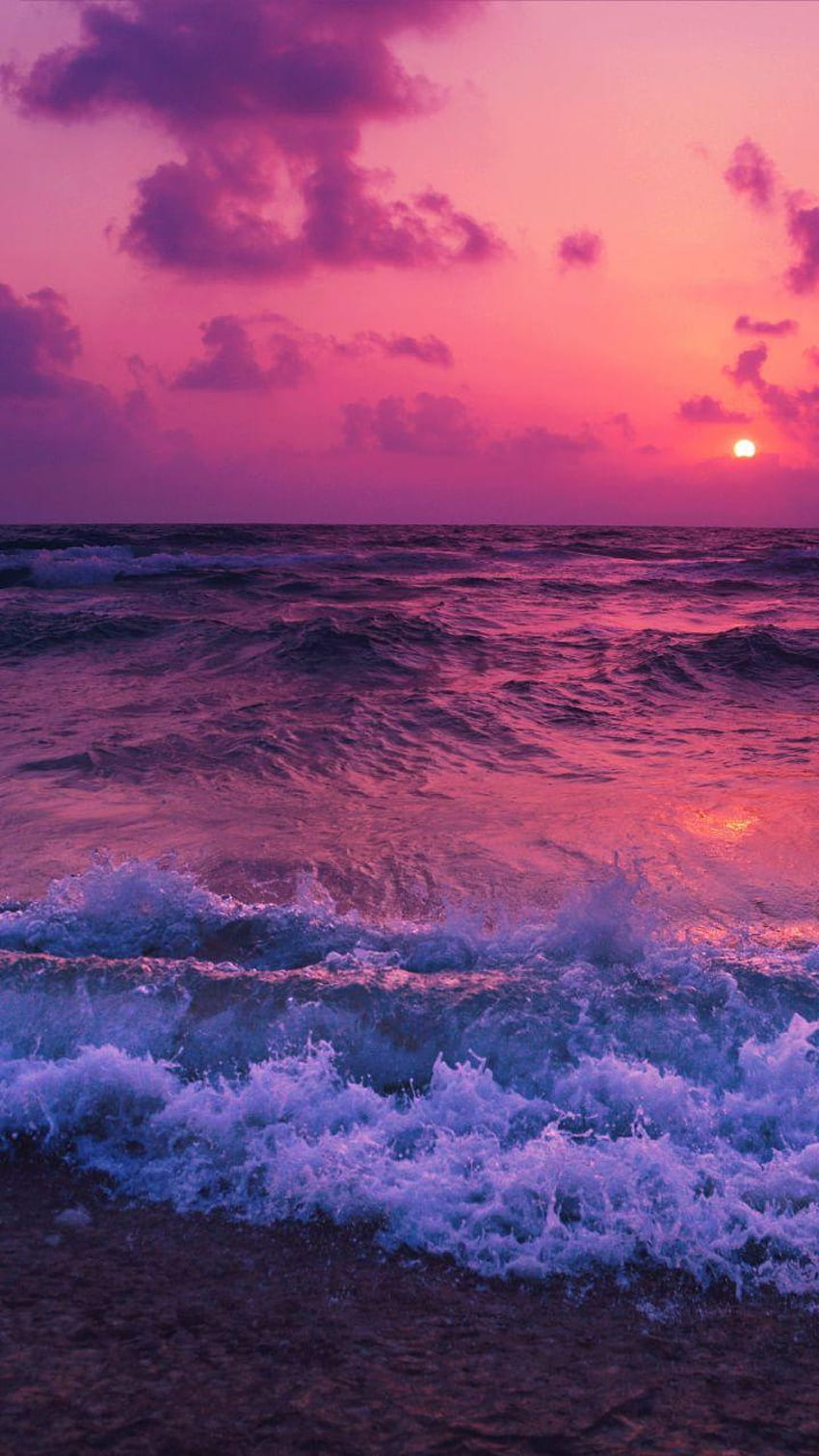 Rosa Sonnenuntergang, blauer und lila Sonnenuntergang HD-Handy-Hintergrundbild