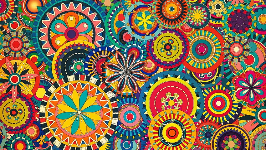 círculos coloridos eu conto 15 círculos, vívidos, coloridos, vibrantes, brilhantes papel de parede HD